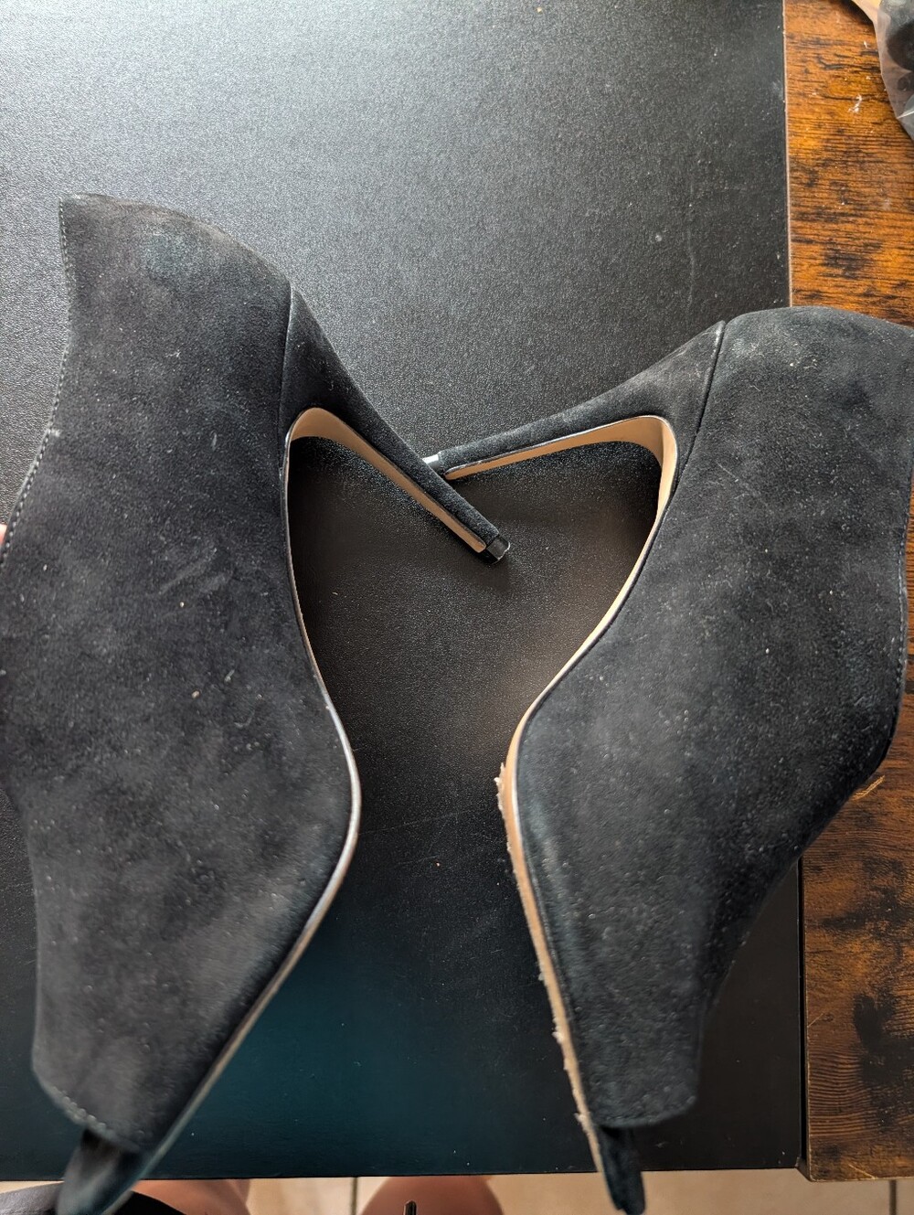 Adelia Black Suede Ankle High Heel